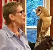 Ellen Kalish presenting a barn owl